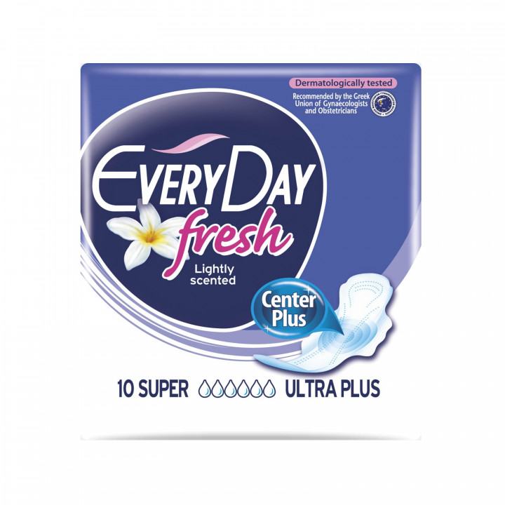 Every Day Fresh Lightly Scented Super Ultra Plus 10 Sanitary Pads Purple