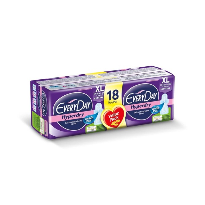 Everyday Hyperdry Extra Long Eco 18s – sanitary pads, extra long, eco-friendly, absorbent