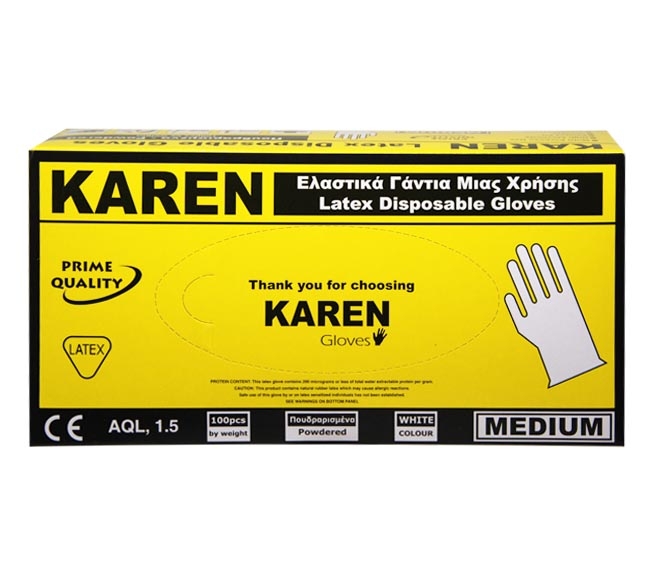 Karen Latex Examination Gloves Size Medium