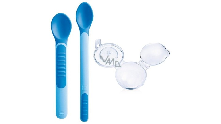 Mam Heat Sensitive Spoons & Cover 6M+, 2Pcs Blue
