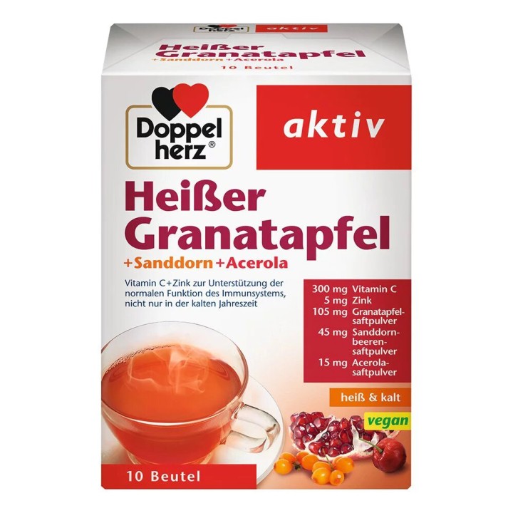Doppelherz Immune Support Hot Pomegranate + Sea Buckthorn + Acerola 10 Sachets