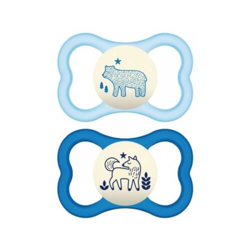 Mam Air Night Baby Soother 6-16M+ Glows In The Dark x2