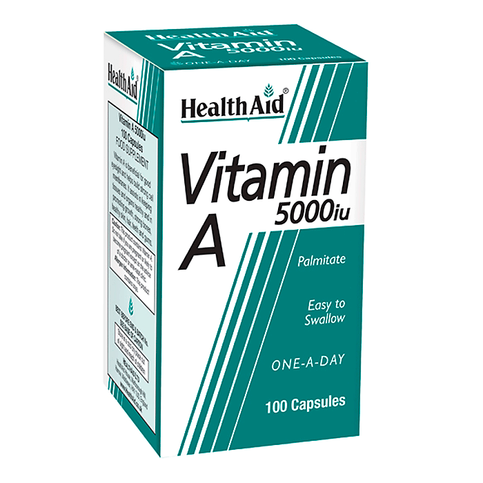 Health Aid Vitamin A 5000Iu Maintenance Of Normal Vision Skin & Mucous Membranes 100 Capsules