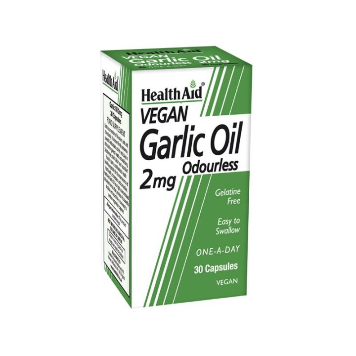 Health Aid Garlic Oil 2Mg Odourless For The Maintenance Of Heart Health Cholesterol & Circulation 30 Capsules