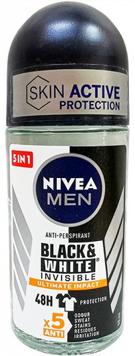 Nivea Men Black & White Invisible Ultimate Impact , Body Deodorant Roll On, 50Ml
