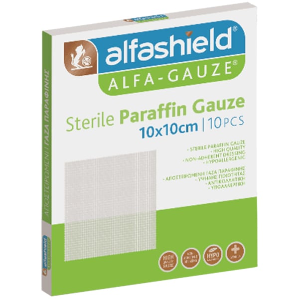 Alfashield Alfa-Gauze Sterile Paraffin Gauze 10x10cm 10pcs