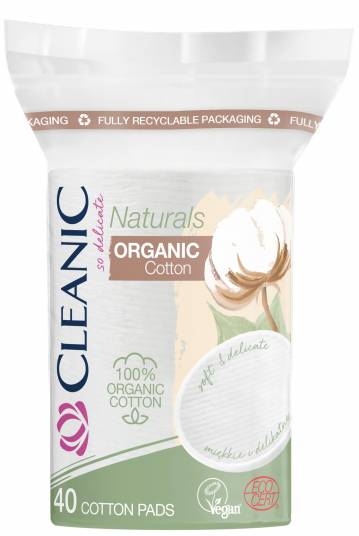 Cleanic Oval Cotton Pads 100% Organic 40 Pieces