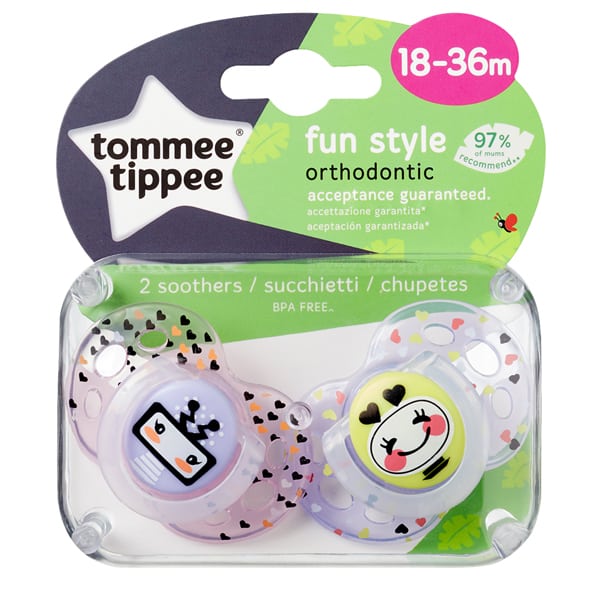 Tommee Tippee Silicone Soothers Fun For Girl 1836 Months 2Pieces