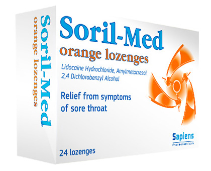 SORIL-MED ORANGE LOZENGE 2MG/0.60MG/1.20MG PACK WITH 24 LOZENGES IN BL
