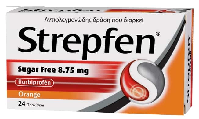 STREPFEN SUGAR FREE ORANGE LOZEGNES 24 PCS