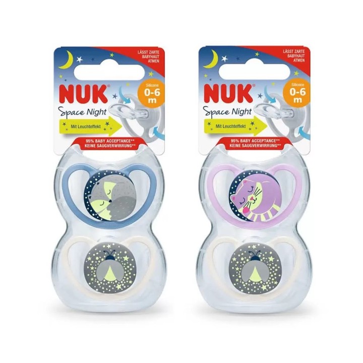Nuk Space Night Soothers 0-6M X 2 Pieces