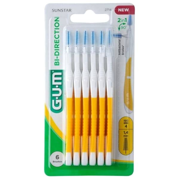 Gum Bi-Direction Ultra Fine Interdental Brushes 1.4Mm Yellow 2714