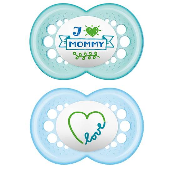MAM ORIGINAL PACIFIER I LOVE MUMMY BLUE 6-16m+ 2PIECES