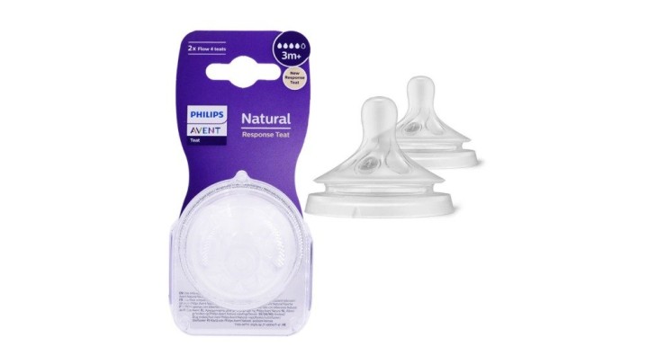Philips Avent Natural Response baby bottle teats 4 3M+,2X