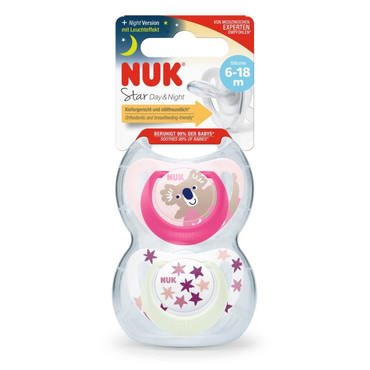 Nuk Silicone Soother Star Day & Night S2 6-18M
