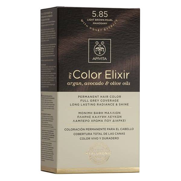 Apivita My Color Elixir  Hair Dye Color 5.85 Light Brown Pearl Mahogany