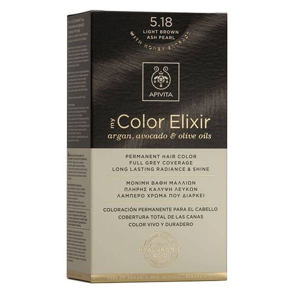 Apivita My Color Elixir  Hair Dye Color 5.18 Light Brown Ash Pearl