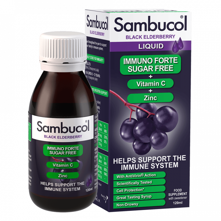 Sambucol Immune Free Syrup Immune System Support Black Elderberry 120ml