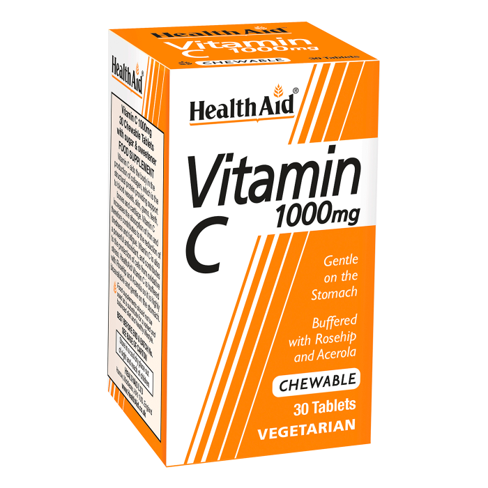 Health Aid Vitamin C 1000Mg Chewable Tablets With Orange Flavor 30 Pieces