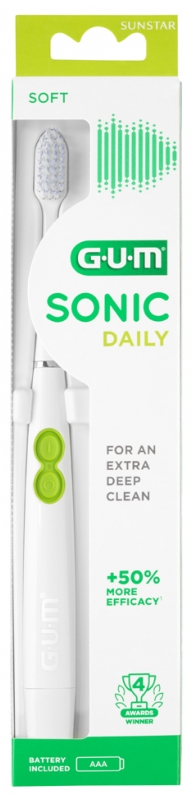 Gum Daily Soft Toothbrush Sonic Battery White