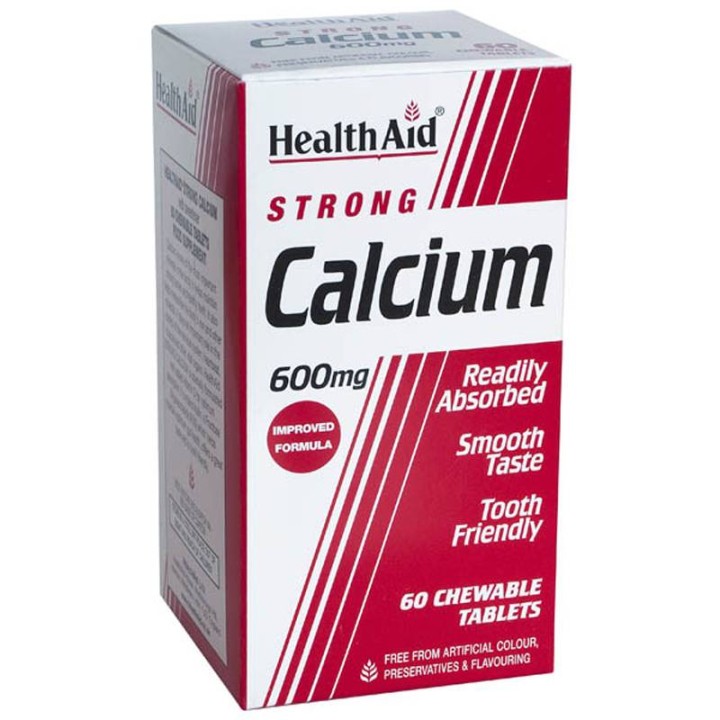 Health Aid Strong Calcium 600Mg Supports The Health Of Bones & Teeth 60 Chewable Tablets