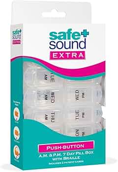 Safe+Sound Extra Push-Button 7 Day Pill Box With Braille