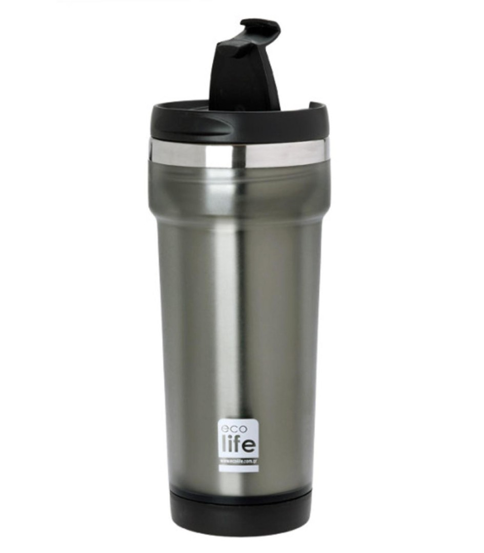 Eco Life Thermos Mug Grey 420Ml Grey Black