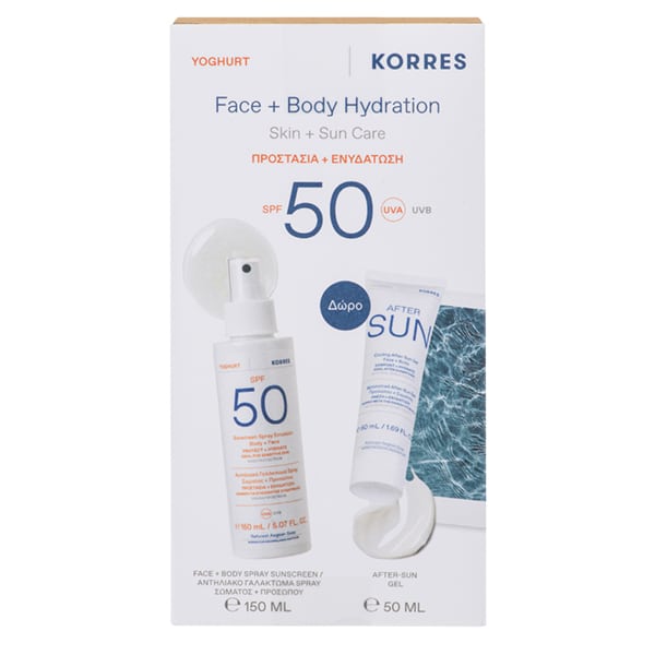 Korres Yoghurt Hydration Promo Face & Body Care Spray Sunscreen Spf50 Sunscreenspray 150Ml & After Sun Gel 50Ml
