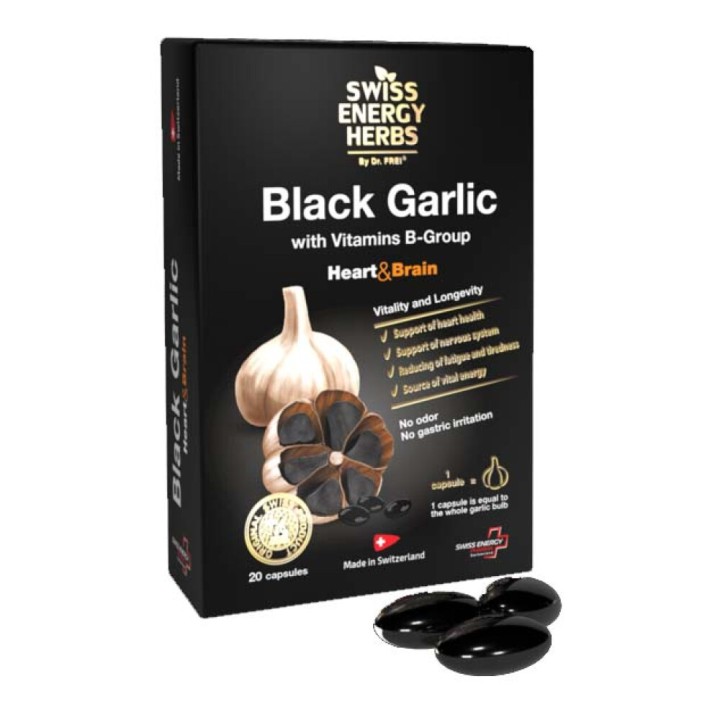 Swiss Energy Black Garlic B Vitamins For Good Cardiovascular & Brain Function 20Caps