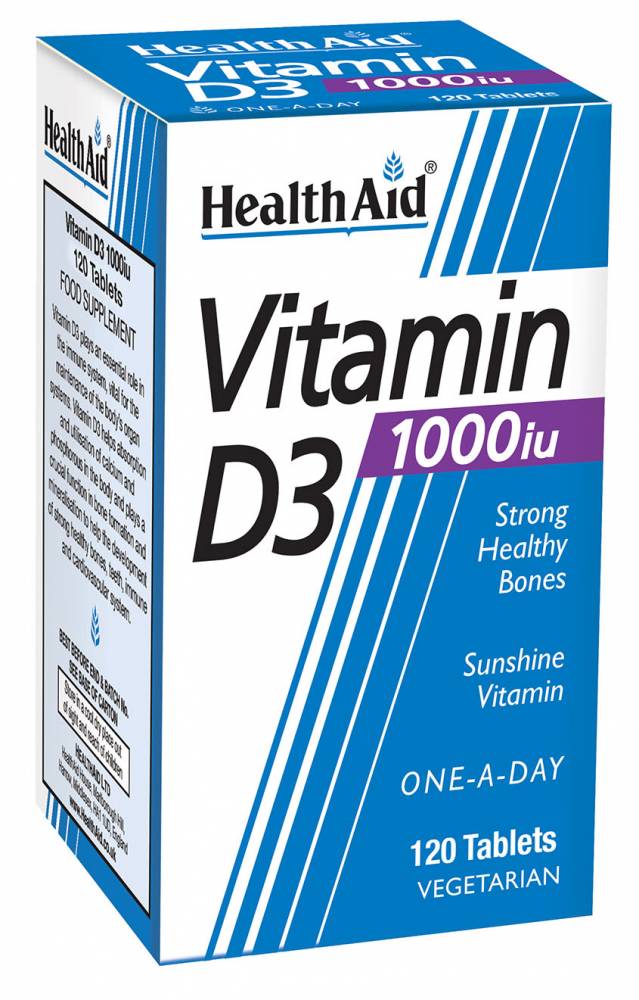 Health Aid Vitamin D3 1000Iu Sunshine Vitamin For Strong & Healthy Bones 120 Tablets