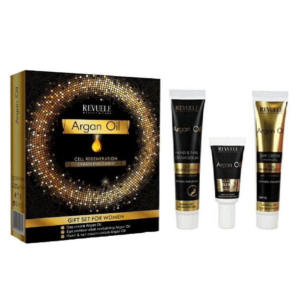 Revuele Argan Oil Gift Set Face Cream 50 Ml Hands & Nails Cream 50 Ml & Εye Contour Elixir 25 Ml
