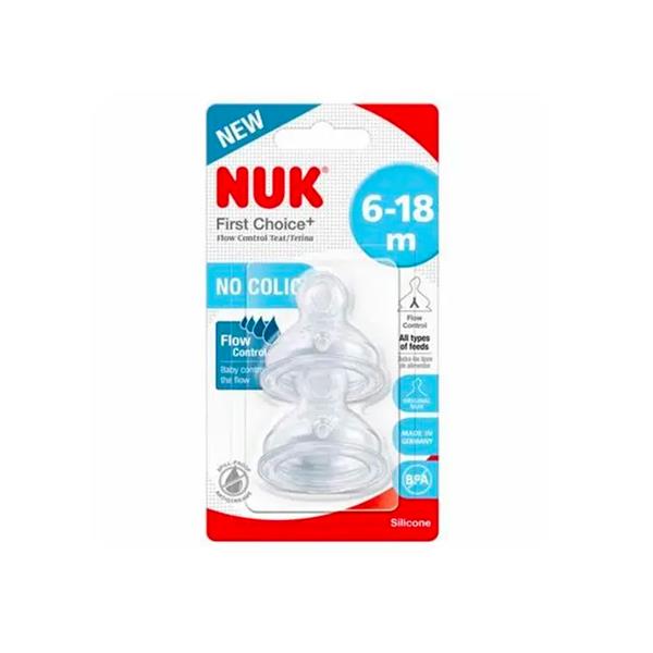 Nuk First Choice Plus Flow Control Silicone Nipples 6-18M 2Pcs