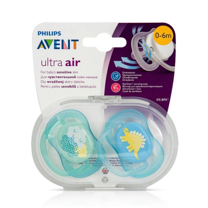 Philips Avent Ultra Air Pacifier 0 6M Blue Green X2