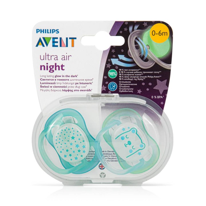 Philips Avent Ultra Air Night Pacifier 0 6M 2