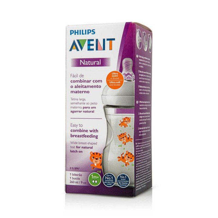 Philips Avent Natural Baby Bottle 1M+ Tiger 260ml