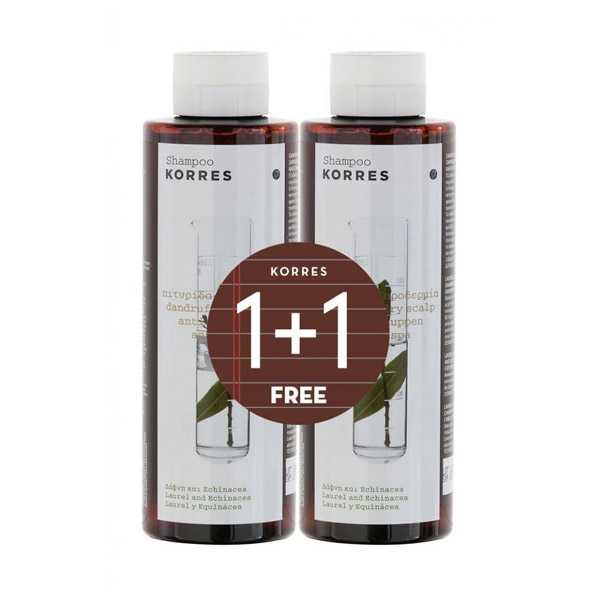 Korres Hair Shampoo For Dandruff Dry Scalp 1+1Free