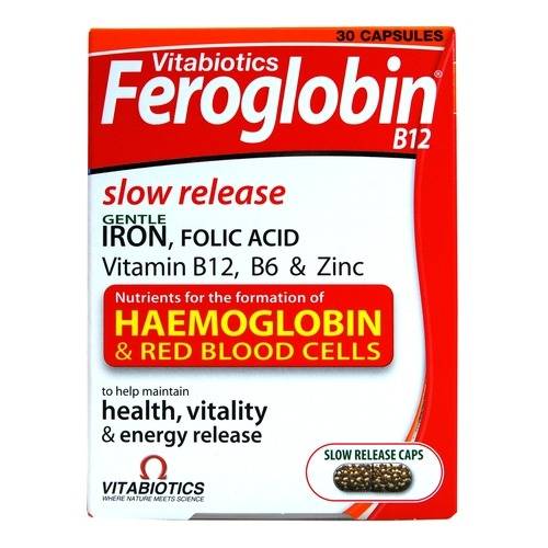 Vitabiotics Feroglobin Iron, Folic Acid B12 30 Capsules