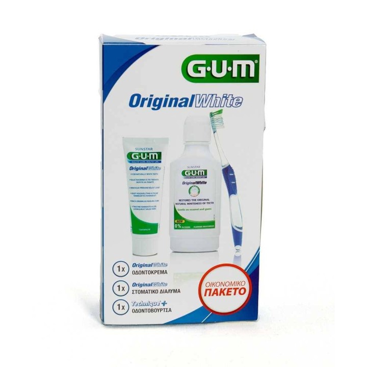 GUM ORIGINAL WHITE OFFER PACK TOOTHBRUSH, TOOTHPASTE & MOUTHWASH