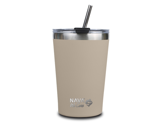 NAVA  "We Care" Thermos Cup With Stainless Steel Straw Gray 450ml