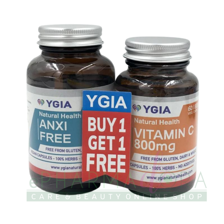 Ygia Anxi Free Veg. Caps 60S + Ygia Vitamin C Veg. Caps 60S Free