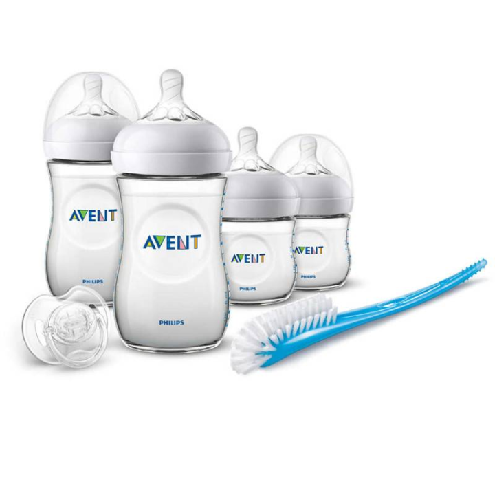 Philips Avent Natural Newborn Set 2 Natural Bottles 260ml, 2 Natural Bottles 125ml, Brush & Pacifier 0-6M