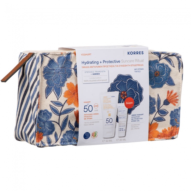 Korres Promo Pack Sunscreen Face Cream Yogurt With Tint Spf50 50Ml & Free Moisturizing Gel Cream With Probiotics 20Ml