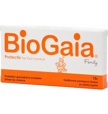 Biogaia Protectis Family Probiotics For Gut Comfort With Lemon Flavor 10 Chewable Tablets