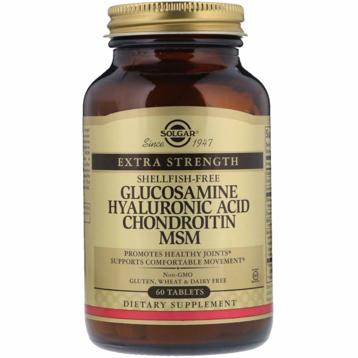 Solgar Glucosamine Hyaluronic Chondroitin Msm Promotes Healthy Joints & Supports Comfortable Movement 60 Tablets