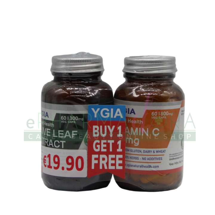 Ygia Olive Leaf Extract Veg Caps 60S & Vitamin C 800Mg Veg Caps 60S Free