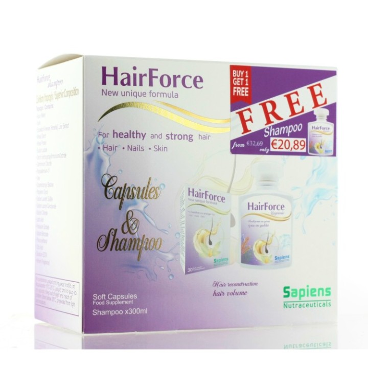 Hair Force Soft Caps + Free Hair Force Shampoo 300ml – 30 Capsules Pack