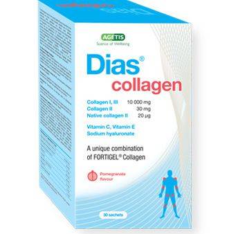 Agetis Dias Collagen Fortigel Hydrolyzed Collagen - Vitamin C & E - Hyalouronic Acid 30 Sachets