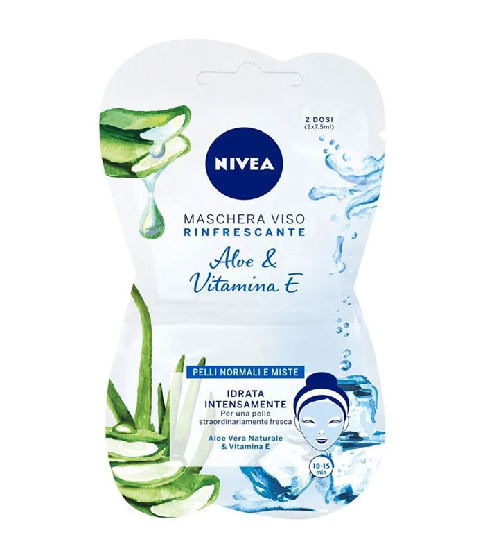 Nivea 84720 Aloe Vera Natural & Vitamin E Moisturizing beauty mask  2X7.5Ml