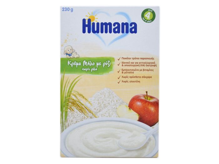 Humana Plain Cereal Apple W/ Rice Powder 230G X 4M+