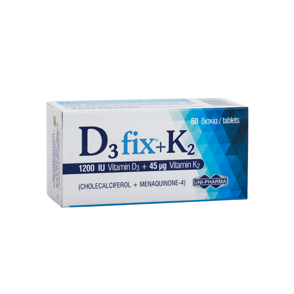 UNIPHARMA D3 FIX + K2 1200IU 45MCG 60TABLETS